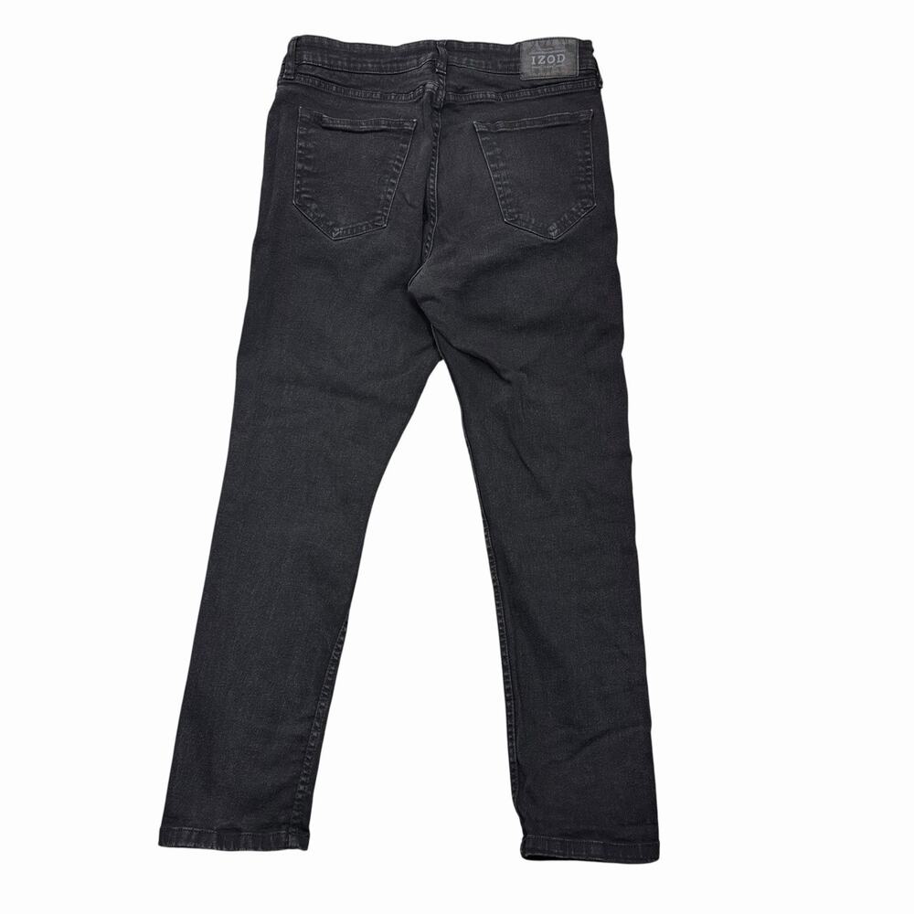 Izod Jeans Mens 32 x 28 Slim Taper Fit Denim Pants Black Stretchy - Picture 2 of 11